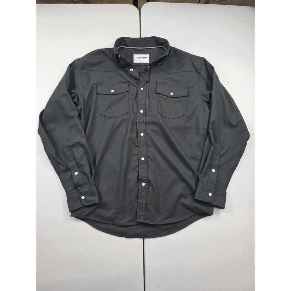 Poncho The Laramie Shirt Mens Small Regular Fit Gray Western Pearl Snap Front